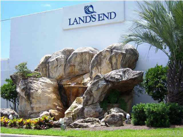 Land's End logo and rocks